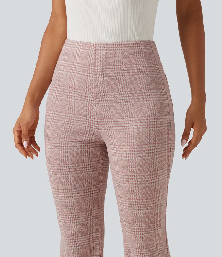 Halara Flex™ High Waisted Plaid Flare Work Pants with Pockets