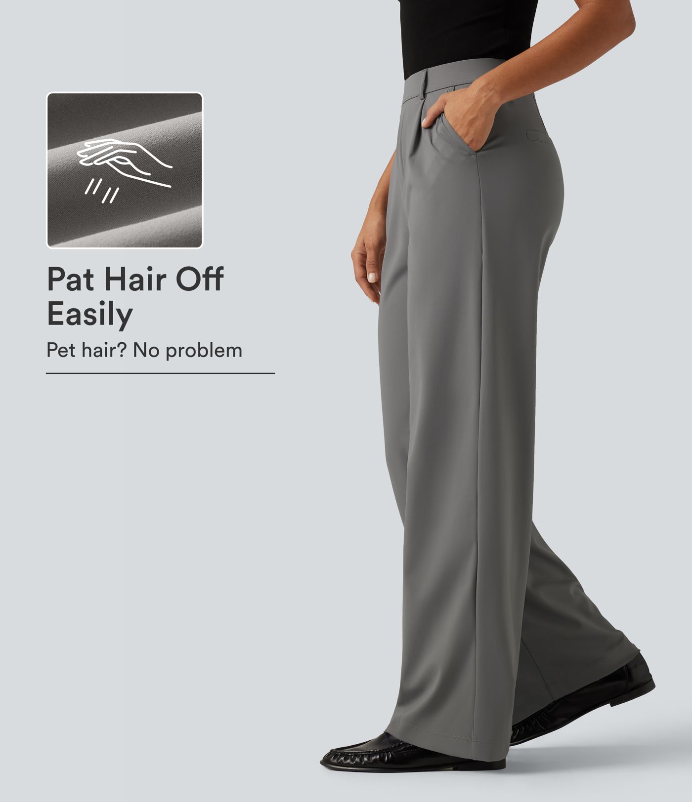 Patitoff™ 2.0 Pet Hair Resistant High Waisted Straight Leg Work Trousers with Pockets Patitoff™ 2.0 Pet Hair Resistant High Waisted Straight Leg Work Trousers with Pockets