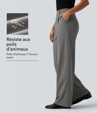 Pantalon de bureau droit résistant au poil d'animaux Patitoff™ 2.0 taille haute avec poches Pantalon de bureau droit résistant au poil d'animaux Patitoff™ 2.0 taille haute avec poches