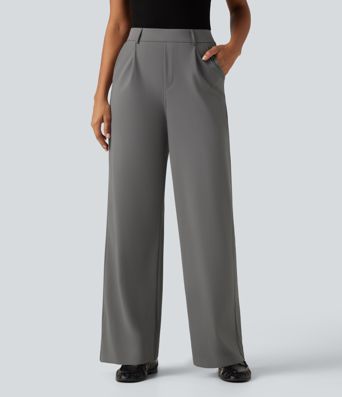 Pantalon de bureau droit résistant au poil d'animaux Patitoff™ 2.0 taille haute avec poches Pantalon de bureau droit résistant au poil d'animaux Patitoff™ 2.0 taille haute avec poches