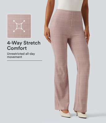 Halara Flex™ High Waisted Plaid Flare Work Pants with Pockets
