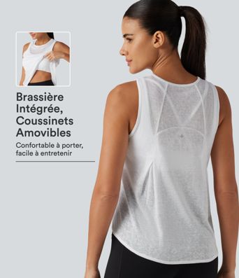 Débardeur de sport à encolure arrondie, ourlet arrondi et coussinets amovibles