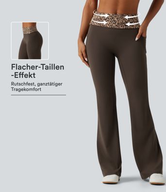 Halara UltraSculpt™ - Ausgestellte Yoga-Leggings mit mittelhohem Umschlag-Bund, Seitentaschen, Bauchkontrolle und Leopardenmuster Halara UltraSculpt™ - Ausgestellte Yoga-Leggings mit mittelhohem Umschlag-Bund, Seitentaschen, Bauchkontrolle und Leopardenmuster