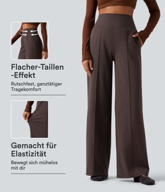 Yogahose mit hohem Bund, Seitentaschen, Bauchkontrolle und weitem Bein Yogahose mit hohem Bund, Seitentaschen, Bauchkontrolle und weitem Bein