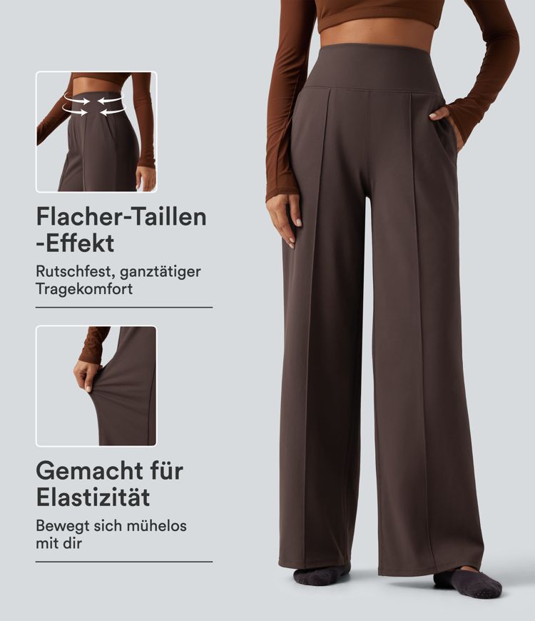 Yogahose mit hohem Bund, Seitentaschen, Bauchkontrolle und weitem Bein Yogahose mit hohem Bund, Seitentaschen, Bauchkontrolle und weitem Bein