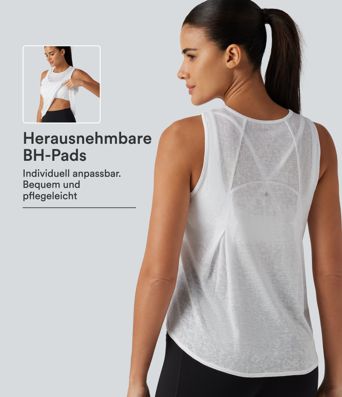 Débardeur de sport à col rond, ourlet arrondi et soutien-gorge intégré