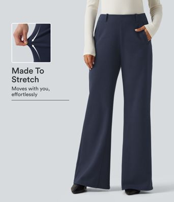 Mid Rise Flare Casual Cotton Sweatpants with Pockets Mid Rise Flare Casual Cotton Sweatpants with Pockets