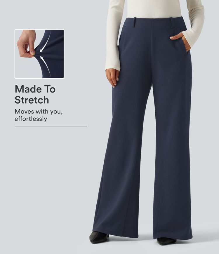 Mid Rise Flare Casual Cotton Sweatpants with Pockets Mid Rise Flare Casual Cotton Sweatpants with Pockets