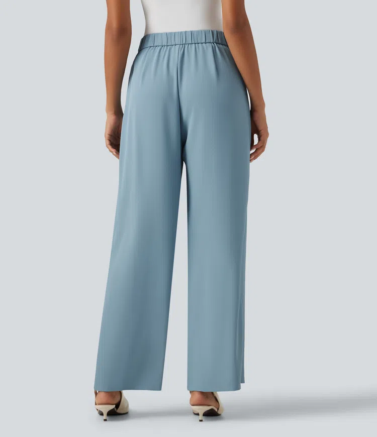 Forget-Me-Not Pantalon Tailleur Large Fluide Taille Haute Fermeture Éclair Invisible  / 2