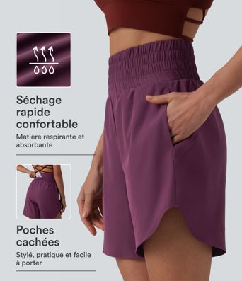 Breezeful™ Short running 2-en-1 séchage rapide taille haute à ourlet arrondi 17,5 cm avec poches