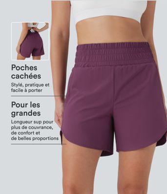 Short de course 2-en-1 Breezeful™ taille haute, poches multiples, ourlet arrondi, séchage rapide 12,5 cm - Longueur prolongée
