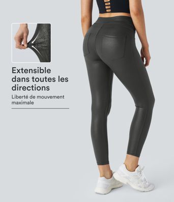 SoftlyZero™ Kunstleder-Leggings mit hoher Taille und Taschen für die Arbeit SoftlyZero™ Kunstleder-Leggings mit hoher Taille und Taschen für die Arbeit