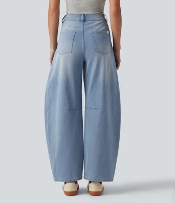 Halara Flex™ High Waisted Barrel Leg Casual Jeans with Pockets