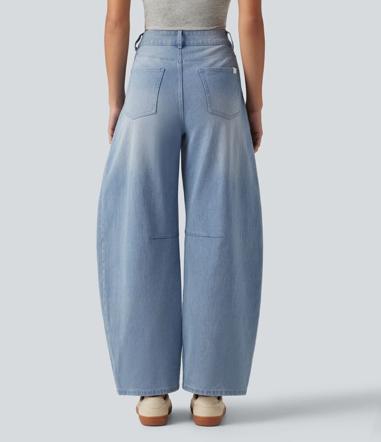 Halara Flex™ High Waisted Barrel Leg Casual Jeans with Pockets