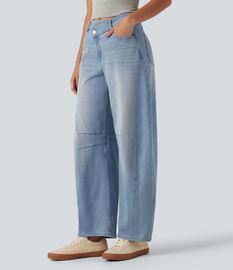 Halara Flex™ High Waisted Barrel Leg Casual Jeans with Pockets