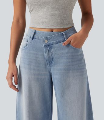 Halara Flex™ High Waisted Barrel Leg Casual Jeans with Pockets