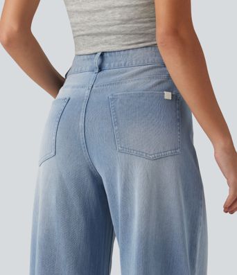 Halara Flex™ High Waisted Barrel Leg Casual Jeans with Pockets
