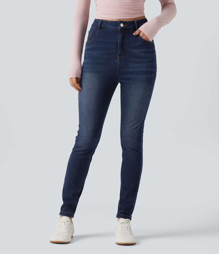 Halara Flex™ Denim Heat High Waisted Skinny Casual Cotton Jeans with Pockets Halara Flex™ Denim Heat High Waisted Skinny Casual Cotton Jeans with Pockets