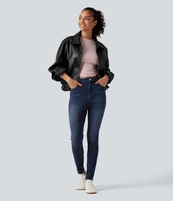 Halara Flex™ Denim Heat High Waisted Skinny Casual Cotton Jeans with Pockets Halara Flex™ Denim Heat High Waisted Skinny Casual Cotton Jeans with Pockets