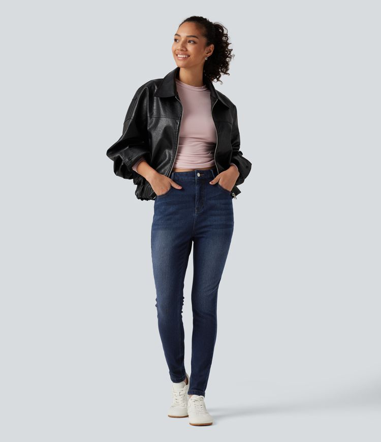 Halara Flex™ Denim Heat High Waisted Skinny Casual Cotton Jeans with Pockets Halara Flex™ Denim Heat High Waisted Skinny Casual Cotton Jeans with Pockets