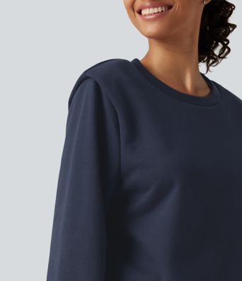 Round Neck Long Sleeve Casual Cotton Sweatshirt