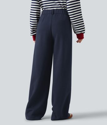 Mid Rise Wide Leg Casual Cotton Sweatpants with Pockets Mid Rise Wide Leg Casual Cotton Sweatpants with Pockets