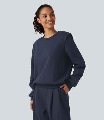 Round Neck Long Sleeve Casual Cotton Sweatshirt