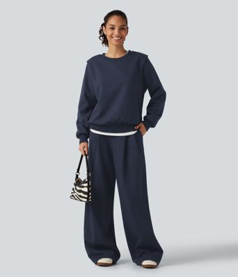Round Neck Long Sleeve Casual Cotton Sweatshirt