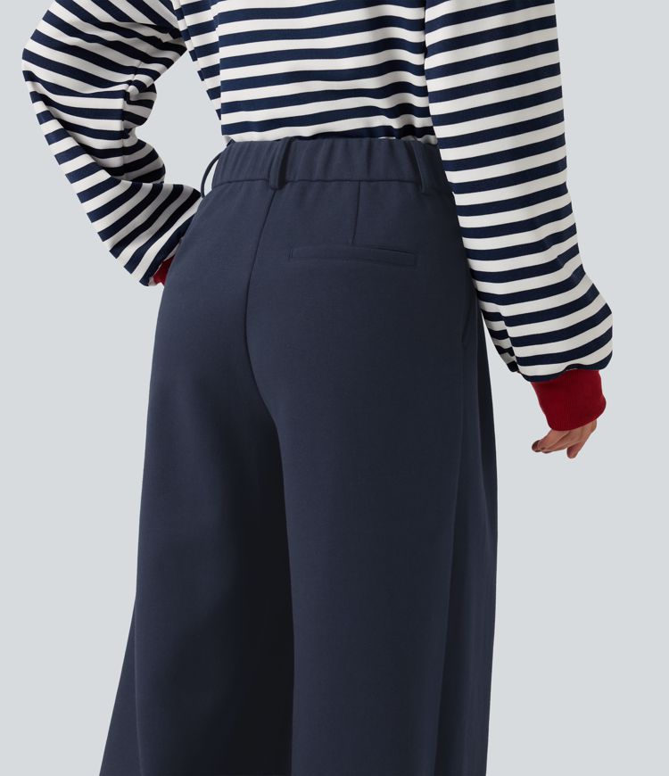 Mid Rise Wide Leg Casual Cotton Sweatpants with Pockets Mid Rise Wide Leg Casual Cotton Sweatpants with Pockets