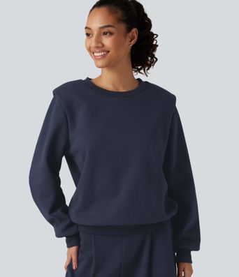Round Neck Long Sleeve Casual Cotton Sweatshirt