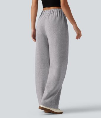 Mid Rise Barrel Leg Fleece Casual Cotton Sweatpants with Pockets Mid Rise Barrel Leg Fleece Casual Cotton Sweatpants with Pockets