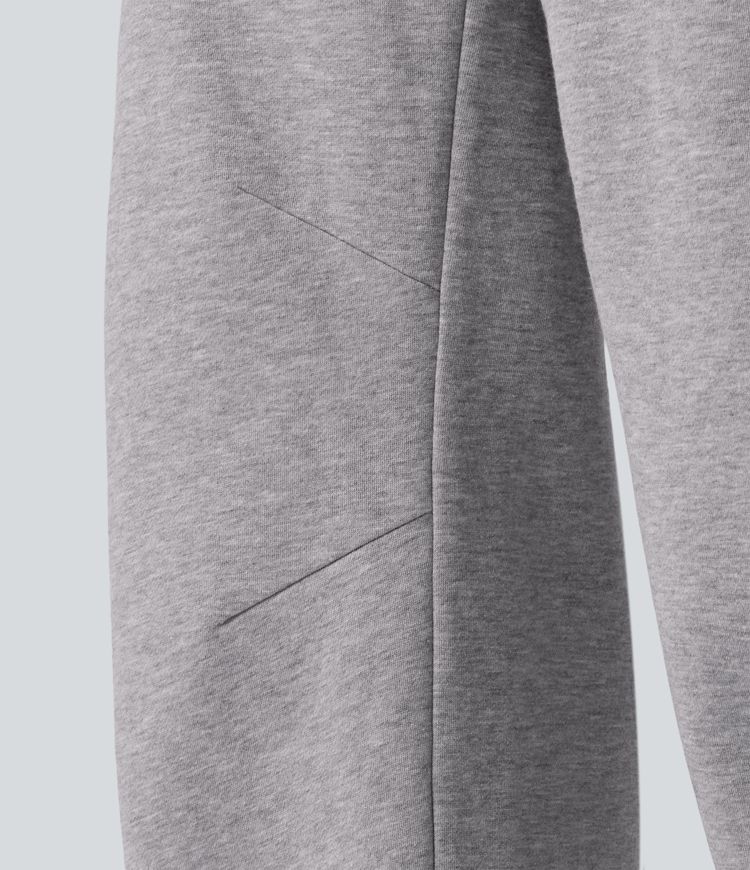 Mid Rise Barrel Leg Fleece Casual Cotton Sweatpants with Pockets Mid Rise Barrel Leg Fleece Casual Cotton Sweatpants with Pockets