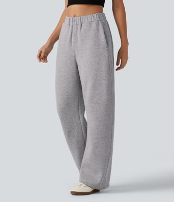 Mid Rise Barrel Leg Fleece Casual Cotton Sweatpants with Pockets Mid Rise Barrel Leg Fleece Casual Cotton Sweatpants with Pockets
