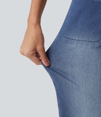 Halara Flex™ High Waisted Stretchy Knit Straight Leg Casual Jeans with Pockets