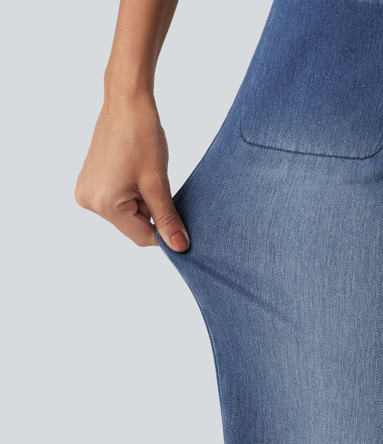 Halara Flex™ High Waisted Stretchy Knit Straight Leg Casual Jeans with Pockets