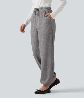 Mid Rise Drawstring Casual Sweatpants with Pockets
