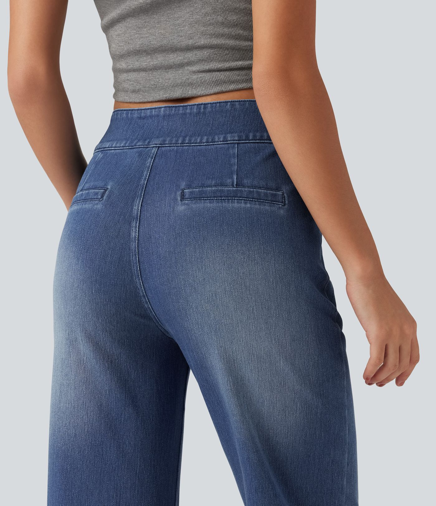 Halara Flex™ High Waisted Stretchy Knit Straight Leg Casual Jeans with Pockets
