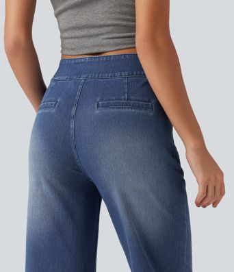 Halara Flex™ High Waisted Stretchy Knit Straight Leg Casual Jeans with Pockets