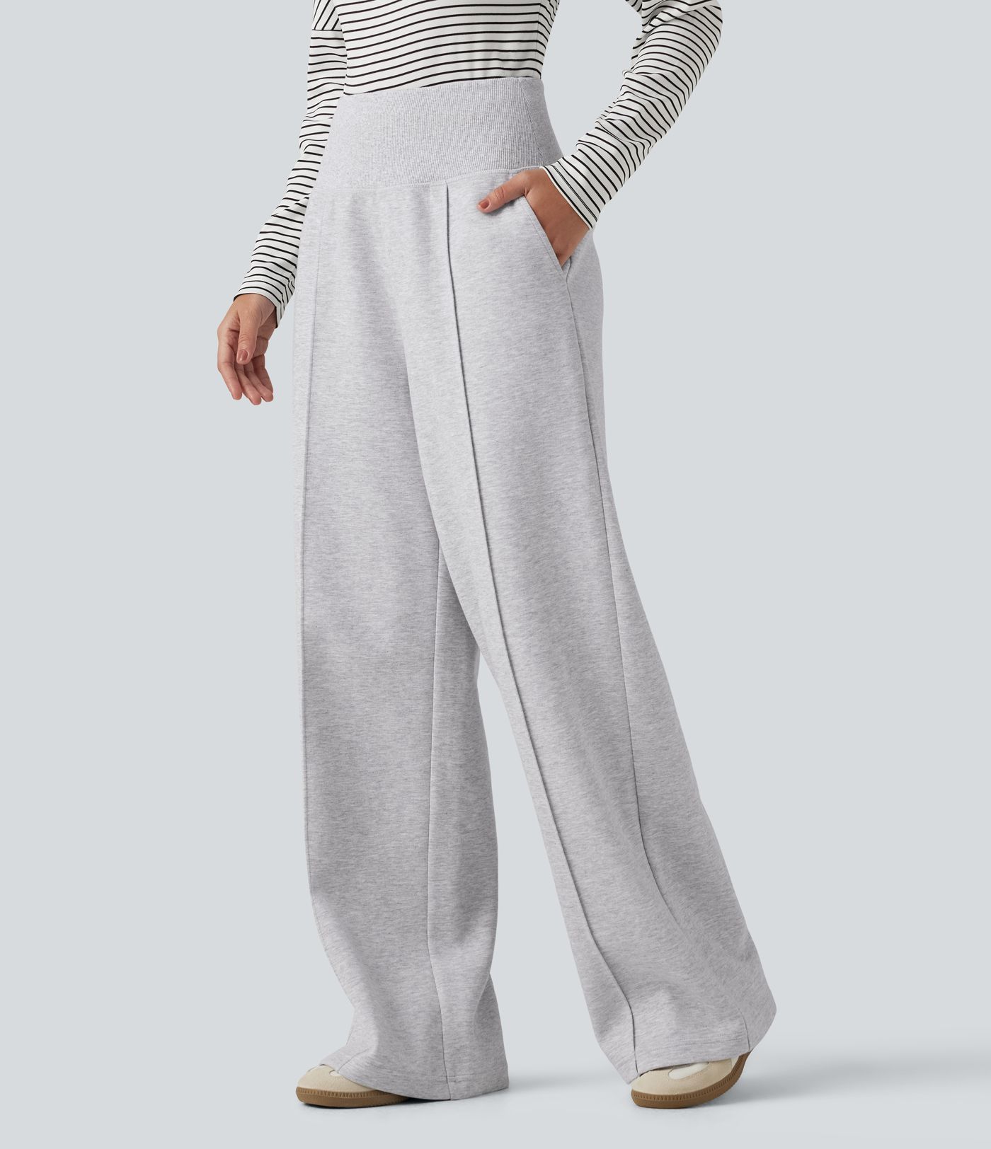 High Waisted Wide Leg Casual Pants with Pockets