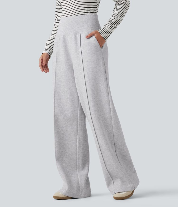 High Waisted Wide Leg Casual Pants with Pockets
