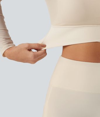 Mock Neck Long Sleeve Non-Removable Pad Mesh Cropped Yoga Sports Top Mock Neck Long Sleeve Non-Removable Pad Mesh Cropped Yoga Sports Top