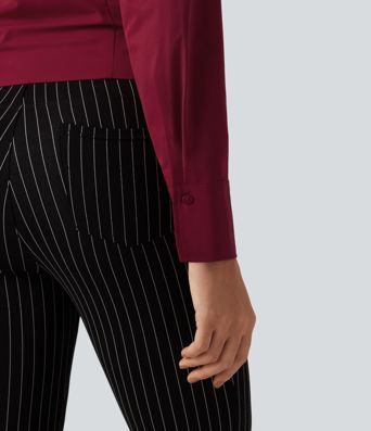 Long Sleeve Boxy Color Block Work Shirt with Tank Top Inside