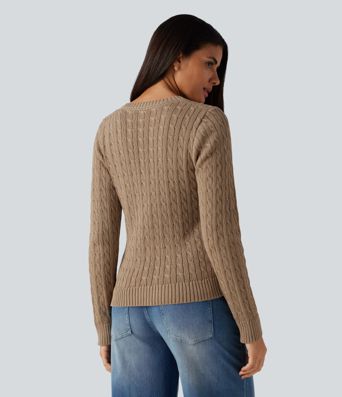 Cable Knit V Neck Long Sleeve Work Sweater Cable Knit V Neck Long Sleeve Work Sweater