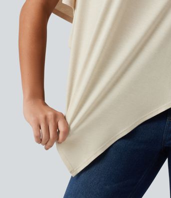 One Shoulder Half Sleeve Batwing Asymmetric Hem Oversized Casual Top