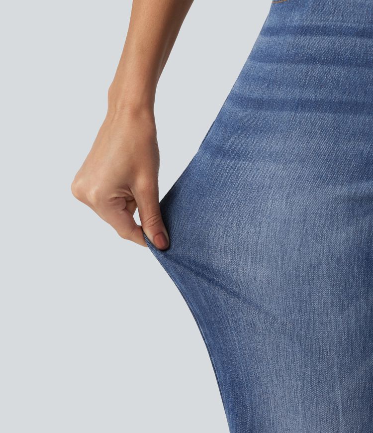Halara Flex™ High Waisted Straight Leg Casual Cotton Jeans with Pockets Halara Flex™ High Waisted Straight Leg Casual Cotton Jeans with Pockets
