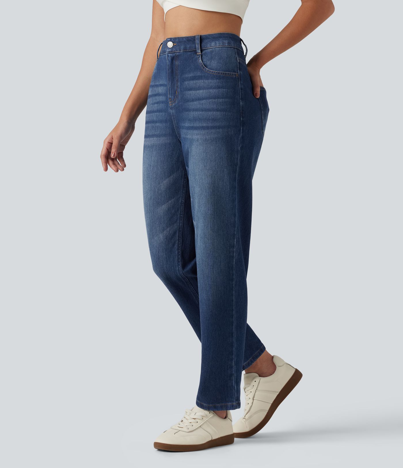 Halara Flex™  High Waisted Tapered Casual Jeans with Pockets