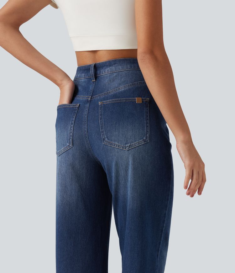 Halara Flex™  High Waisted Tapered Casual Jeans with Pockets