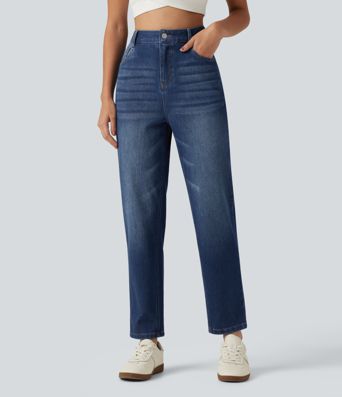 Halara Flex™  High Waisted Tapered Casual Jeans with Pockets