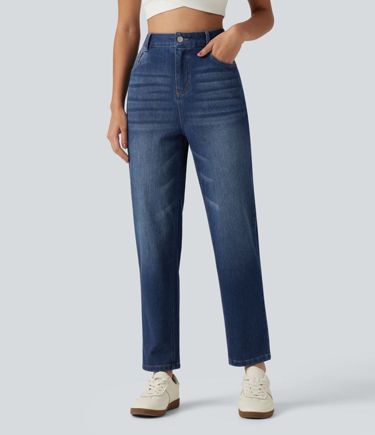 Halara Flex™  High Waisted Tapered Casual Jeans with Pockets