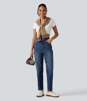 Halara Flex™  High Waisted Tapered Casual Jeans with Pockets